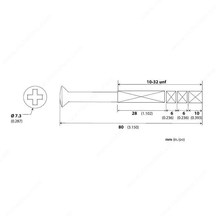 Deadbolt Screw, Finish Pewter Bronze