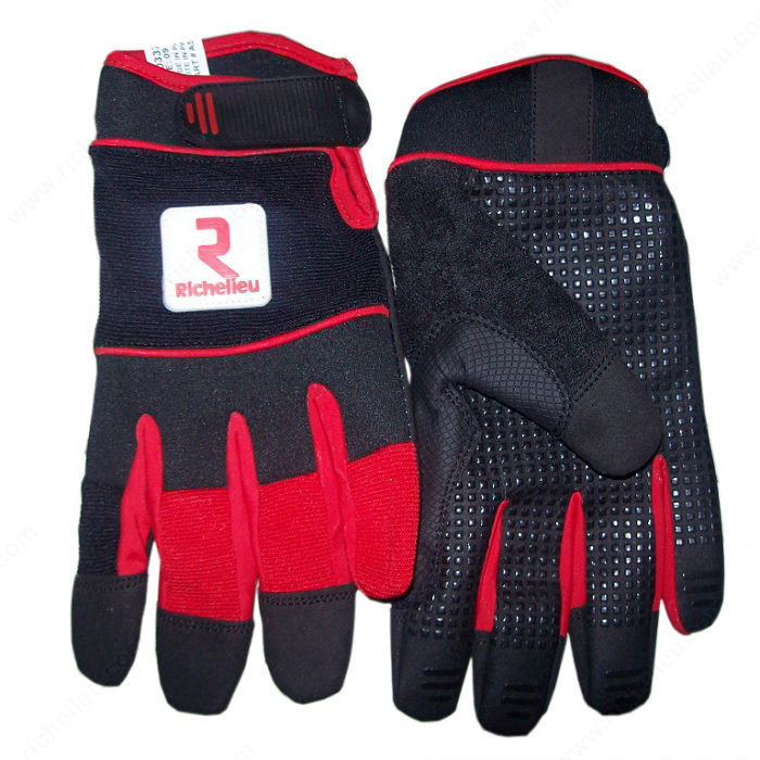 Synthetic Leather Handling Gloves, Anti- slip palm, Size Large