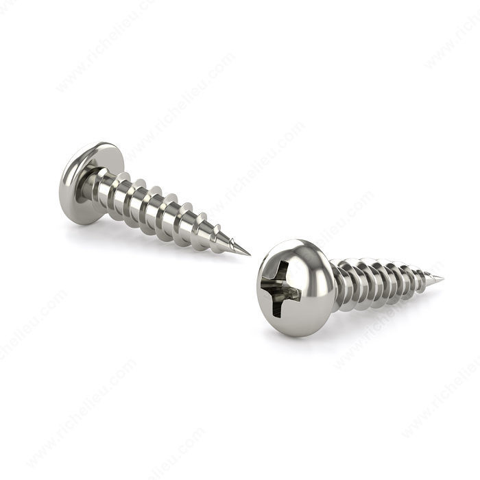 Nickel-Plated Wood Screw, Pan Head, Phillips Drive, Coarse Thread, Regular Wood Point, Nickel plated assembly screw, Length 3/4 in PRO-PACK 2