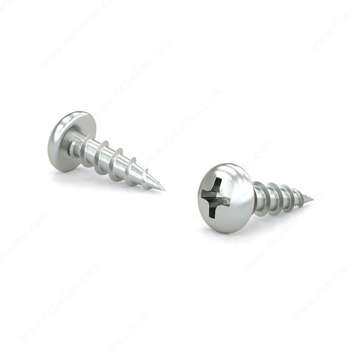 Zinc-Plated Wood Screw, Pan Head, Phillips Drive, Coarse Thread, Regular Wood Point, Zinc plated assembly screw, Screw Size 8, Length 5/8 in, Head Size no. 8, Brands Richelieu Products