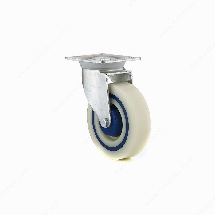 Industrial Polyamide Rubber Caster, Non- marking rubber tread, Total Height 162 mm, Fastening Type Swivel Without Brake, Mounting Plate Dimension 85 mm x 105 mm