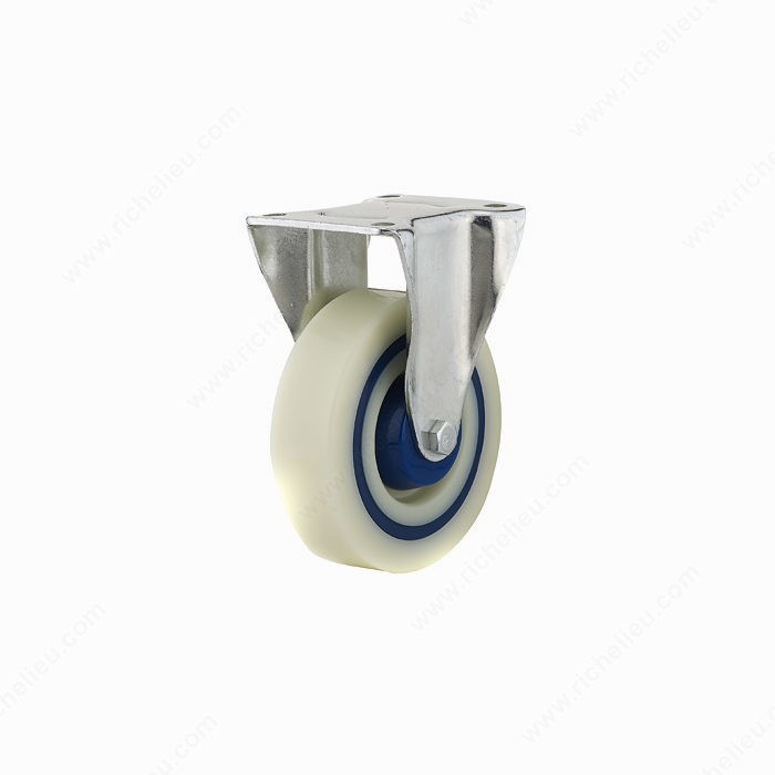 Industrial Polyamide Rubber Caster, Non- marking rubber tread, Total Height 161 mm, Fastening Type Fixed, Mounting Plate Dimension 85.5 mm x 104 mm