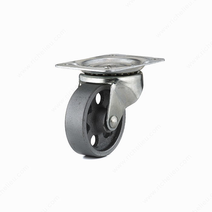 Industrial Sintered Iron Caster, Non- marking rubber tread + High capacity and durability, Load Capacity Per Caster Max. 115 kg, Wheel Diameter 102 mm, Total Height 125 mm