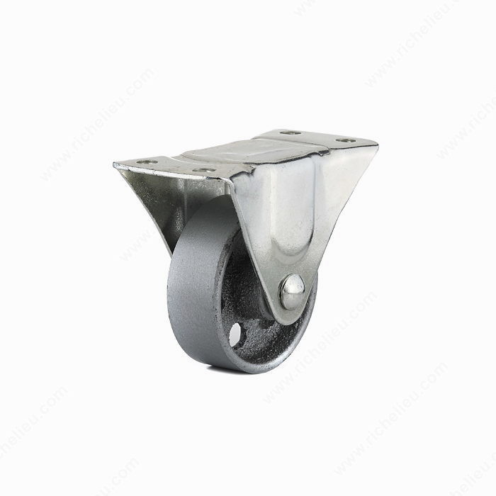 Industrial Sintered Iron Caster, Non- marking rubber tread + High capacity and durability, Load Capacity Per Caster Max. 91 kg, Wheel Diameter 76 mm, Total Height 97 mm, Tread Width 28 mm