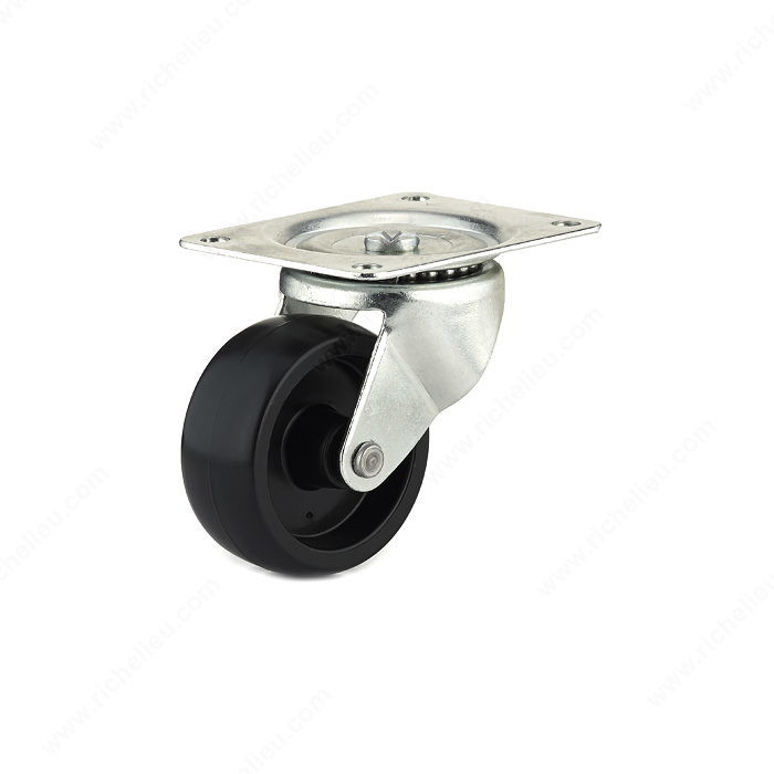 Industrial Black General Duty Polypropylene Caster, Non- marking rubber tread, Load Capacity Per Caster Max. 91 kg, Wheel Diameter 75 mm, Total Height 96.5 mm, Tread Width 32 mm PRO-PACK 2