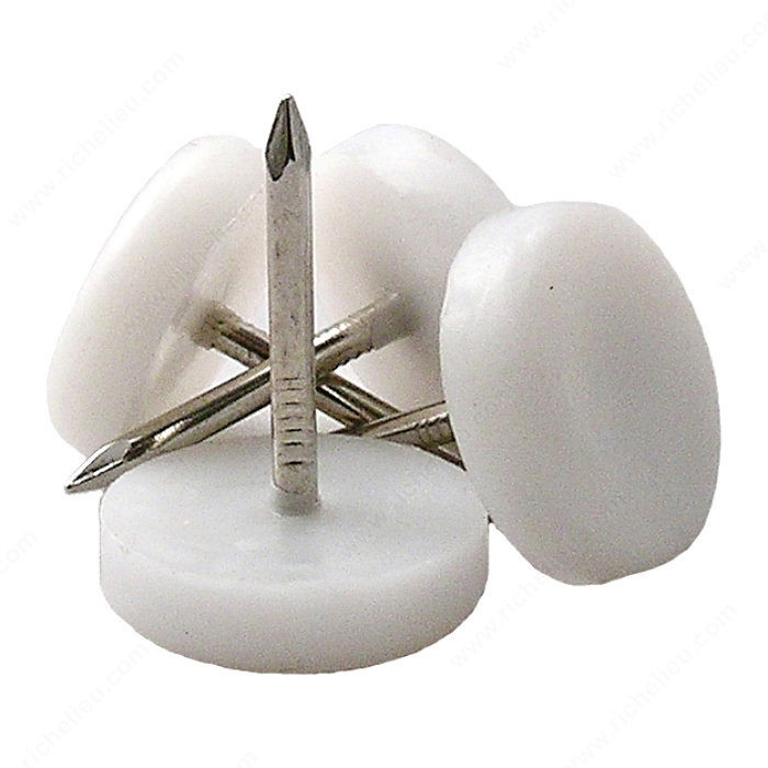 Nail-On Glides with Polypropylene Base, Floor protection, Diameter 16 mm