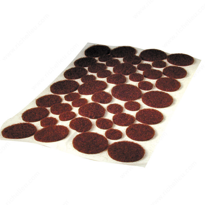 PRO-TEC Self-Adhesive Medium-Duty Round Felt Pads, Diameter 9.5 to 19 mm, Color / Finish Brown PRO-PACK 5