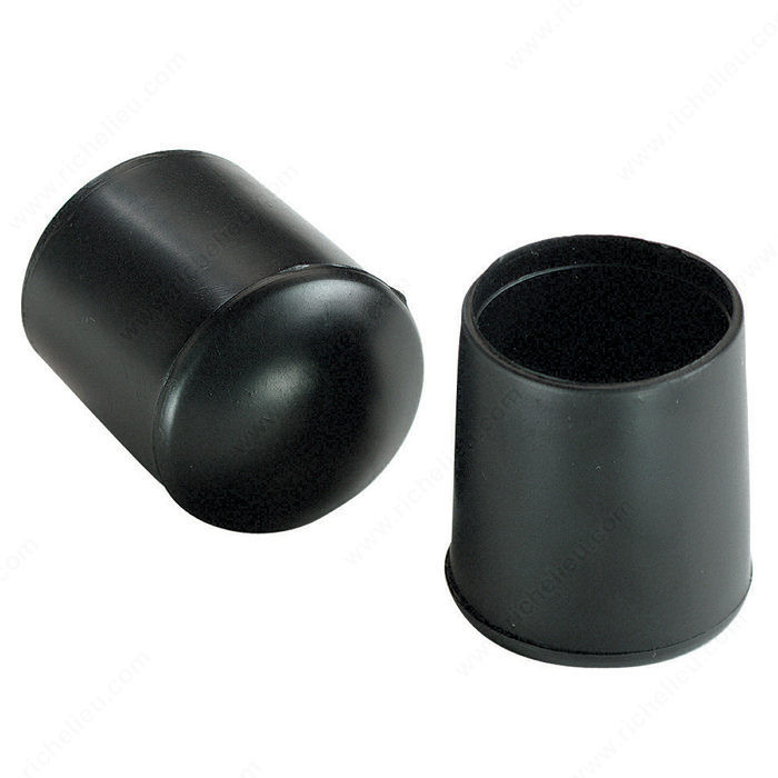 Vinyl Leg Tips, Interior Dimensions 13 mm, Finish Black