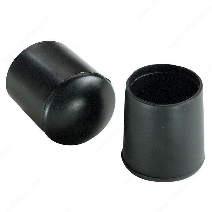 Vinyl Leg Tips, Interior Dimensions 22 mm, Finish Black