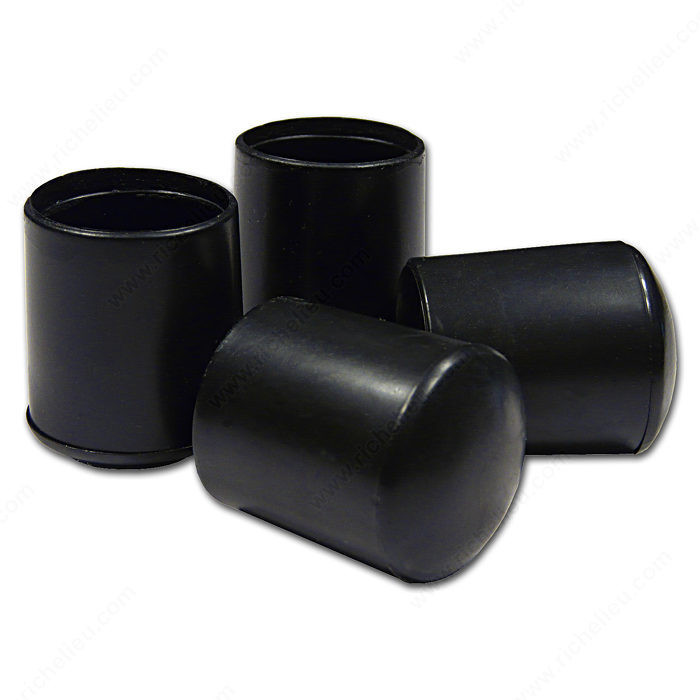 Vinyl Leg Tips, Interior Dimensions 25 mm, Finish Black