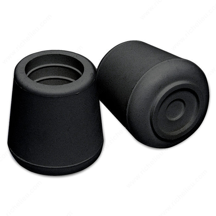 Rubber Leg Tips, Interior Dimensions 25 mm, Finish Black
