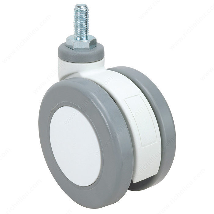 Contemporary Medical Caster, Caster for indoor use that combines design and functionality., Load Capacity Per Caster Max. 70 kg, Wheel Diameter 75 mm, Total Height 95 mm, Tread Width 52 mm