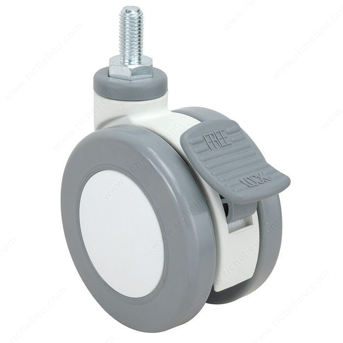 Contemporary Medical Caster, Caster for indoor use that combines design and functionality., Load Capacity Per Caster Max. 90 kg, Wheel Diameter 125 mm, Total Height 149 mm, Tread Width 74 mm