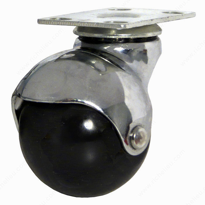 Polyolefin Hooded Furniture Caster, Double- race ball bearing, Total Height 65 mm, Mounting Type Plate, Mounting Plate Dimension 38 mm x 54 mm PRO-PACK 3