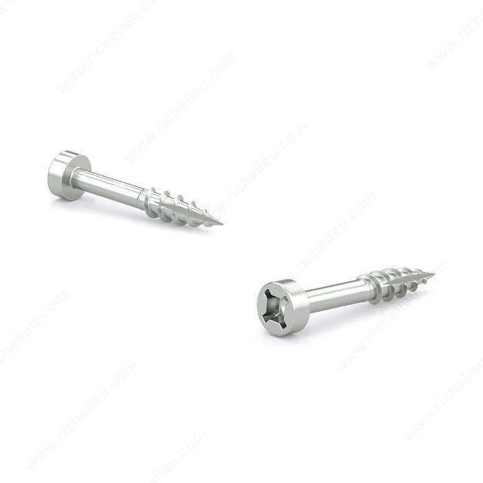 Zinc-Plated Wood Screw, Fillister Head, Quadrex Drive, Coarse Thread, Type 17 Point, Zinc plated pocket screw,