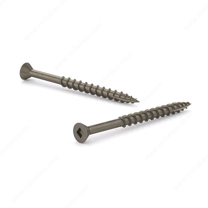 Plain Wood Screw, Flat Head With Nibs, Square Drive, Coarse Thread, Type 17 Point, Self- tapping, self- drilling screw, Length 1 in