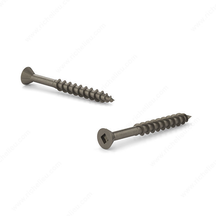 Plain Wood Screw, Flat Head With Nibs, Square Drive, Coarse Thread, Regular Wood Point, Self- tapping screw, Length 1 3/4 in