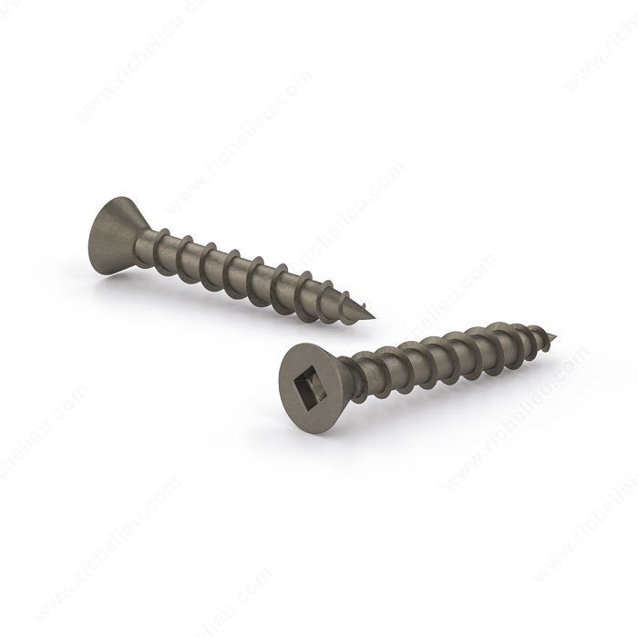 Plain Wood Screw, Flat Head, Square Drive, Coarse Thread, Regular Wood Point, Assembly screw, Screw Size 6, Length 3/4 in, Function Hinges and Hardware, Head Size no. 6