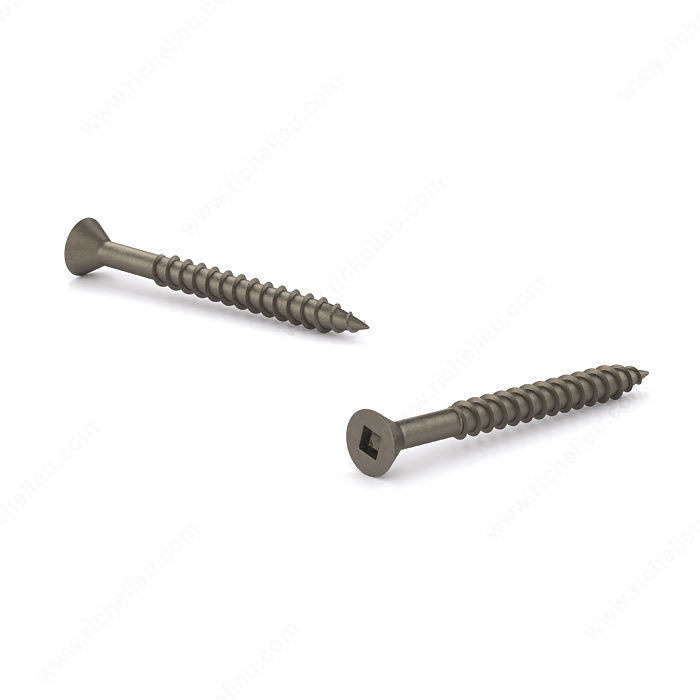 Plain Wood Screw, Flat Head, Square Drive, Coarse Thread, Regular Wood Point, Assembly screw, Screw Size 8, Length 1 1/8 in, Function Assembly, Head Size no. 8