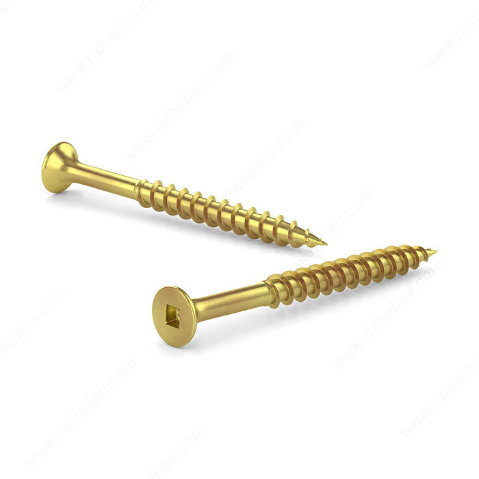 Yellow Zinc All-Purpose Screw, Bugle Head, Square Drive, Coarse Thread, Regular Wood Point Type, Length 1 3/4 in