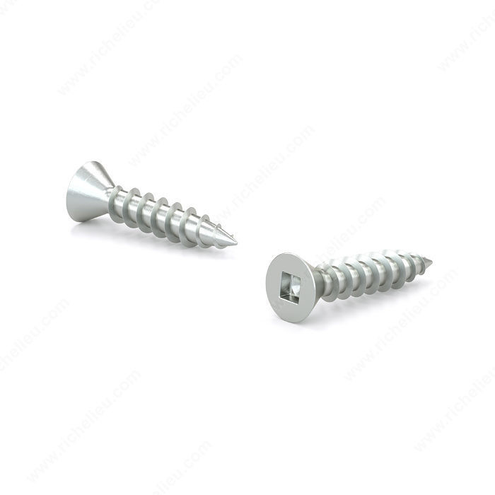 Wood Screw, Flat Head, Regular Thread, Regular Wood Point, Zinc plated assembly screw, Screw Size 5, Length 1/2 in, Head Size no. 5, Drive Size #1 (Green)