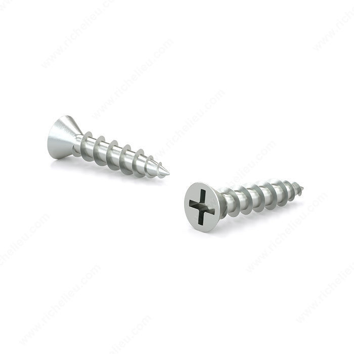 Zinc-Plated Wood screw, Flat Head, Phillips Drive, Coarse Thread, Regular Wood Point, Assembly screw, Screw Size 4, Length 1/2 in, Function Hinges and Hardware, Head Size no. 4