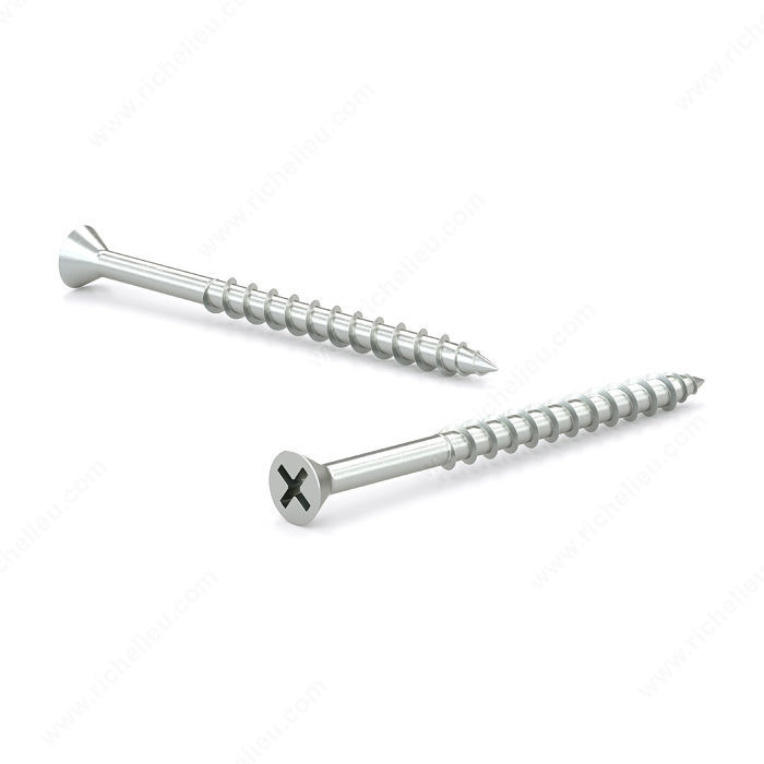 Zinc-Plated Wood screw, Flat Head, Phillips Drive, Coarse Thread, Regular Wood Point, Assembly screw, Screw Size 8, Length 3 in, Function Assembly, Head Size no. 8