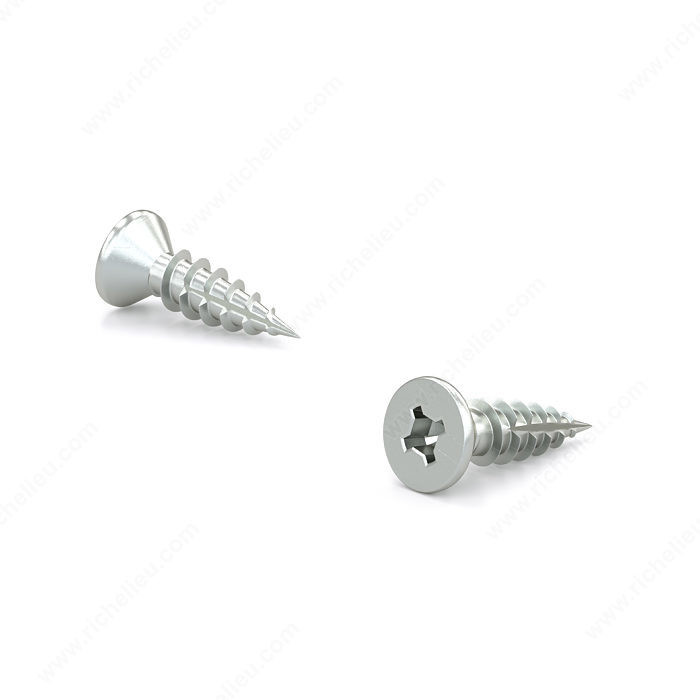Zinc-Plated Wood Screw, Flat Head, Quadrex Drive, Regular Thread, Type 17 Point, Self- drilling screw,