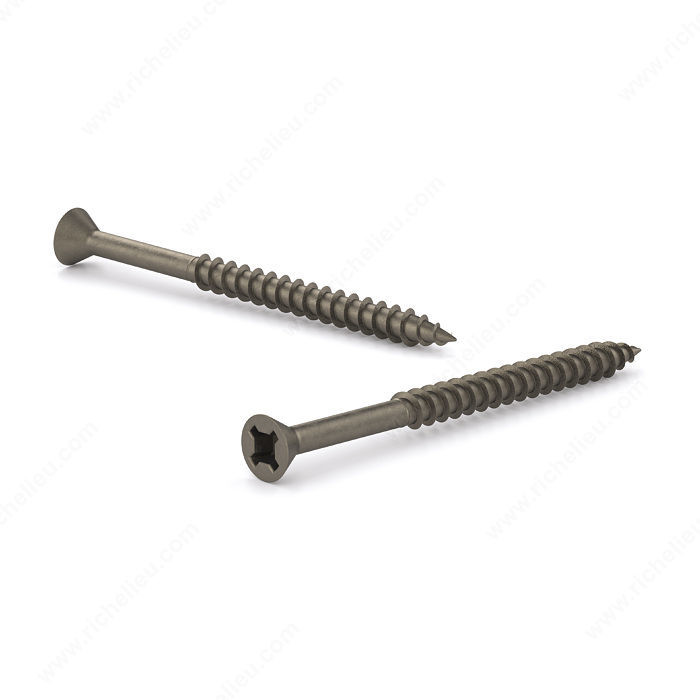 Plain Wood Screw, Flat Head, Quadrex Drive, Coarse Thread, Regular Wood Point, Traditional wood assembly screw, Length 2 in