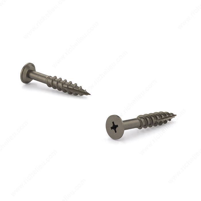 Plain Wood Screw, Undercut Head, Quadrex Drive, Coarse Thread, Type 17 Point, Installation screw that can be covered with a plastic screw cap,