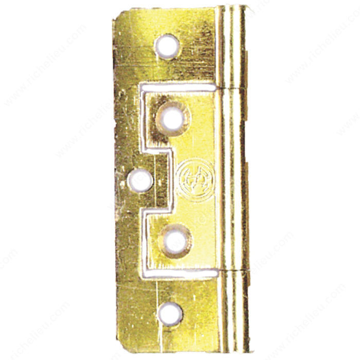 Steel Hinge - Non-Mortise, Finish Polished Brass, Style Plain Tip, Length 2 1/2 in, Screw/Nail #5 Screw PRO-PACK 3