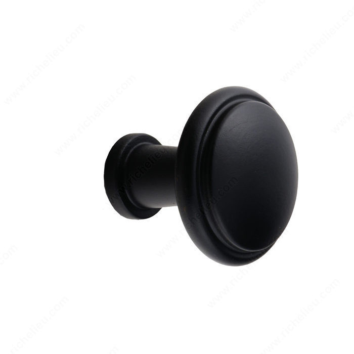Knob LC1050 Series, Finish Satin Black, Diameter - Overall Dimensions 1 3/8 in, Projection - Overall Dimensions 1 3/8 in