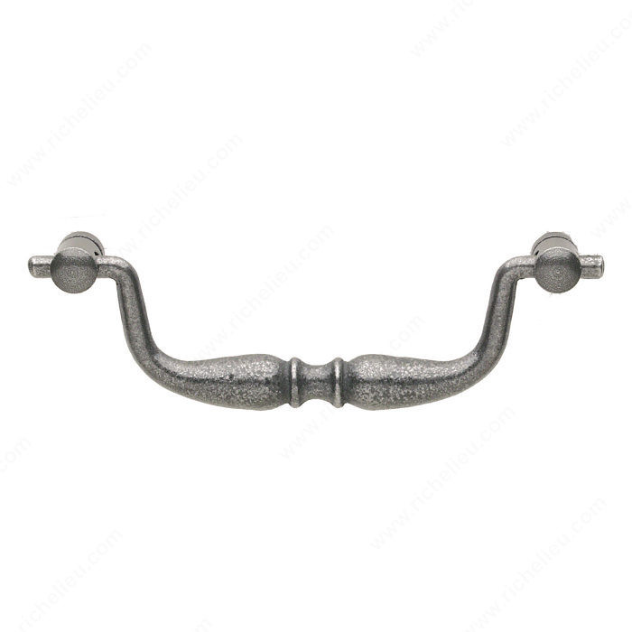 Bail Pull LC1592/1593, Finish Satin Steel, Center to Center 4 1/2 in, Width - Overall Dimensions 1 1/2 in