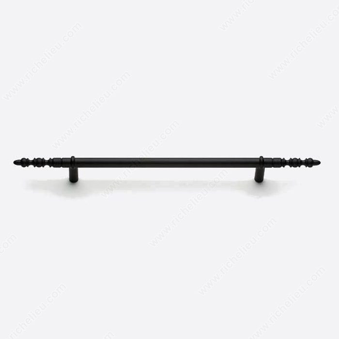 Bar Pull LC1960 Series, Finish Satin Black, Center to Center 6 1/4 in, Length - Overall Dimensions 12 3/8 in