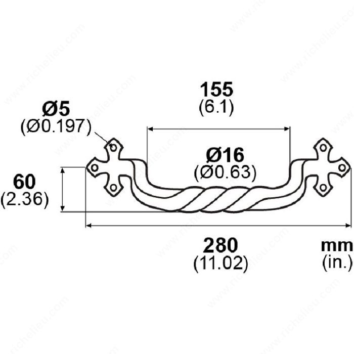 Door Pull LD8011/8071, Finish Satin Black, Length - Overall Dimensions 14 in