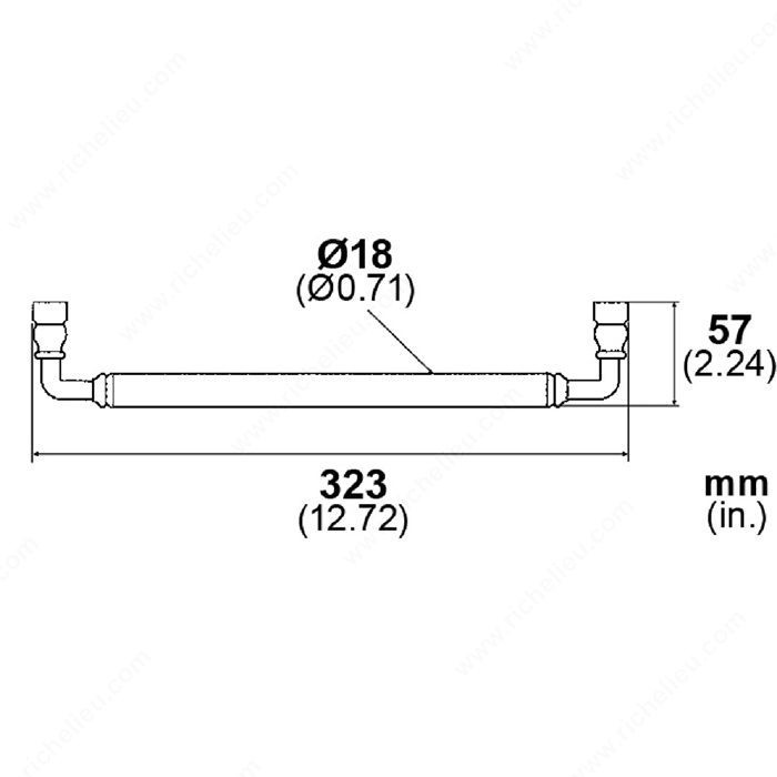 Door Pull LD8019/8079/8089, Finish Satin Black, Center to Center 12 in