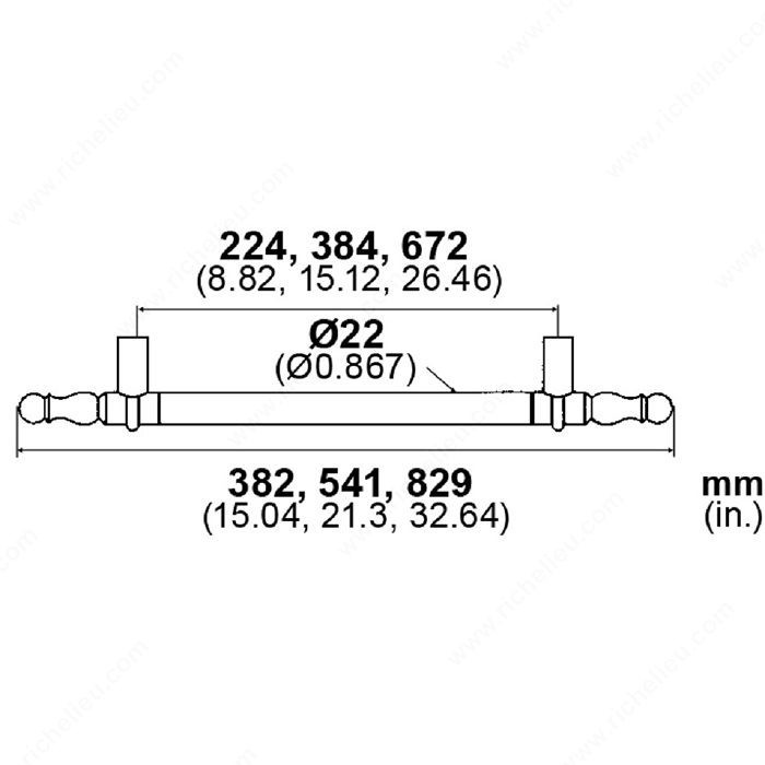 Appliance Pull LD8130 Series, Finish Satin Steel, Center to Center 16 in, Length - Overall Dimensions 22 1/4 in