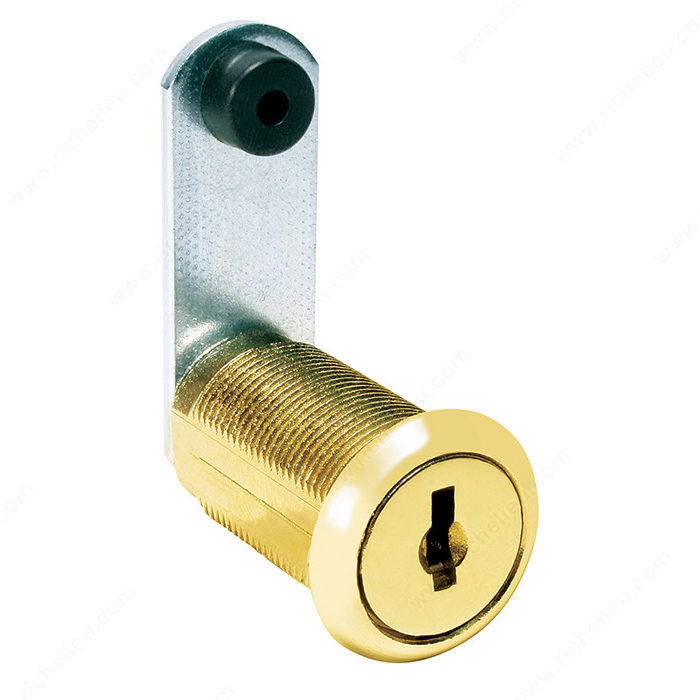 Disc Tumbler Cam Lock, Key Type Keyed Alike - 346, Finish Brass, Length 1/4 in