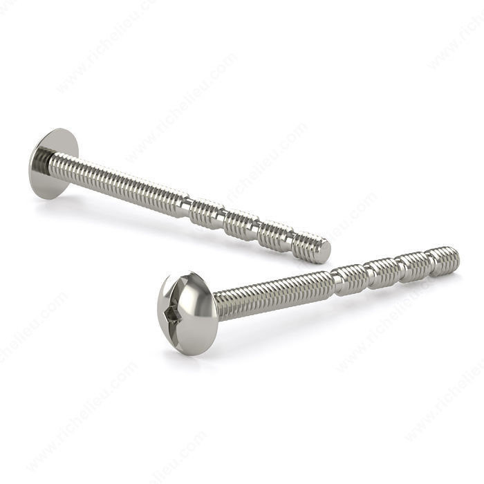 Colored Machine Screw, Large Truss Head, Combined Square Slot Drive, TPI 32, Type B Point, Imperial breakaway screw, Length 2 in, Finish Nickel