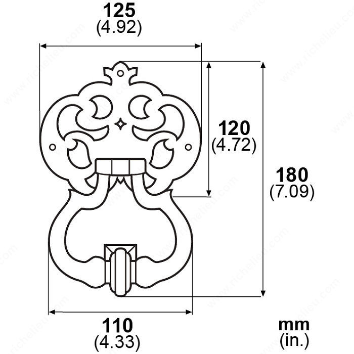 Door Knocker LX2005, Finish Satin Black