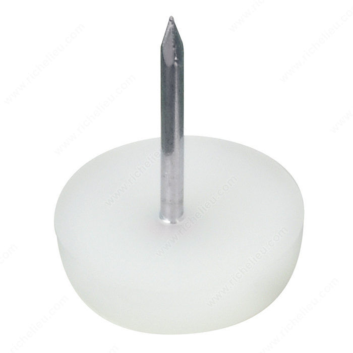 1000 Nylon Nail Glides, Easy sliding., Base Diameter 3/4 in, Finish White