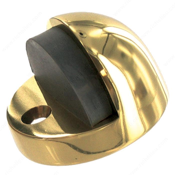 Floor Mounted Dome Door Stop, Finish Satin Nickel, Type No Threshold Base, Height 1 in, Base Height 1/16 in
