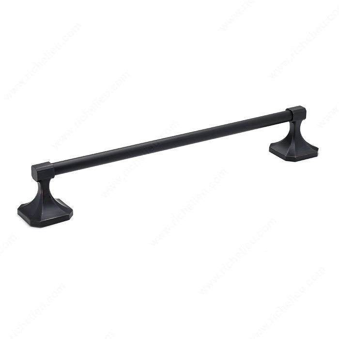 Towel Bar - Riviera Collection, Length - Overall Dimensions 522 mm, Finish Brushed Oil-Rubbed Bronze, Center-to-Center 444 mm