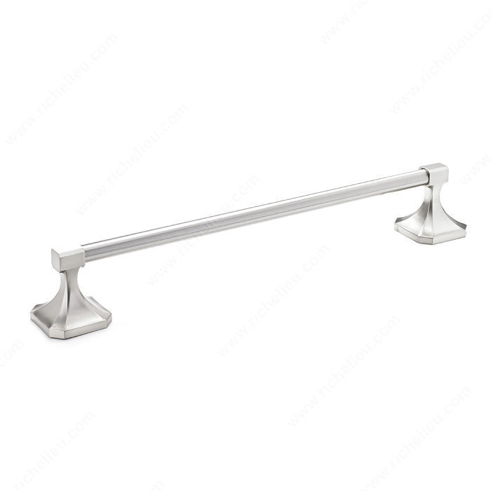 Towel Bar - Riviera Collection, Length - Overall Dimensions 522 mm, Finish Brushed Nickel, Center-to-Center 444 mm