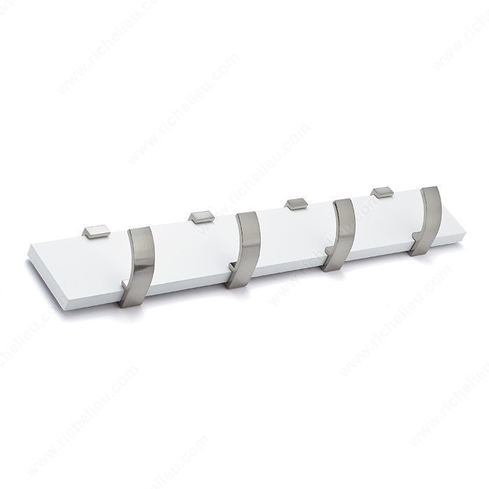 Contemporary Hook Rack - 1182, Board Finish White, Finish White / Brushed Nickel, Our Divisions Nystrom