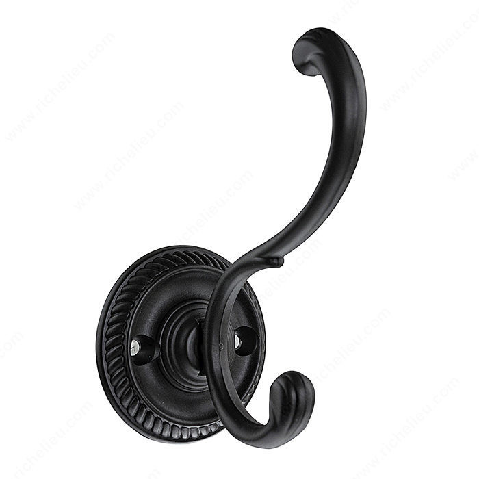 Classic Brass Hook - 3021, Finish Black, Our Divisions Nystrom. Pro-Pack of 5 pcs