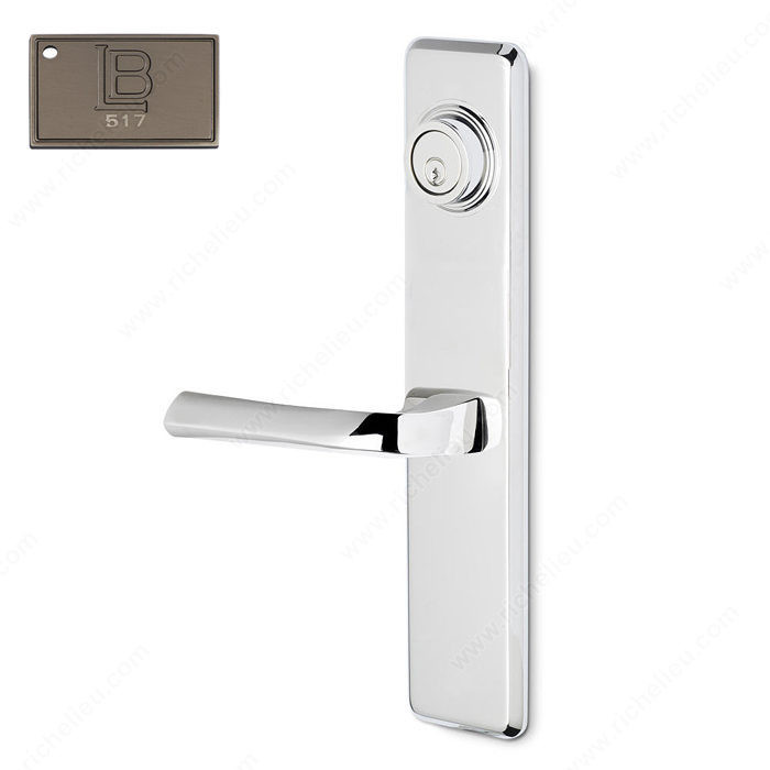 Left Deadbolt Escutcheon, Double Cylinder, Lever L6/L6, 2.38 - New York, Finish Brushed Antique Nickel