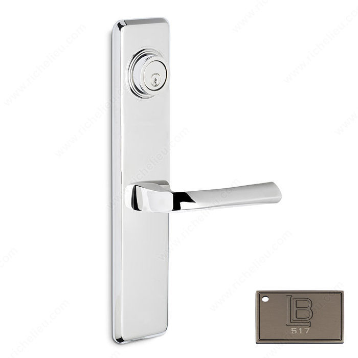 Right Deadbolt Escutcheon, Double Cylinder, Lever L6/L6, 2.75 - New York, Finish Brushed Antique Nickel