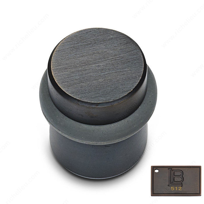 Cylindrical Door Stop - Brass, Finish Brushed Oil-Rubbed Bronze