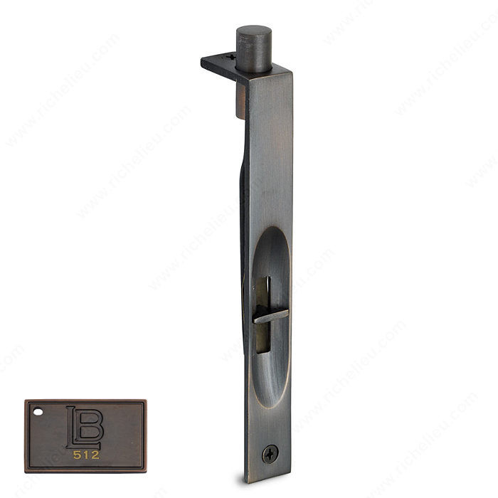 Flush Bolt - Brass, Finish Brushed Oil-Rubbed Bronze